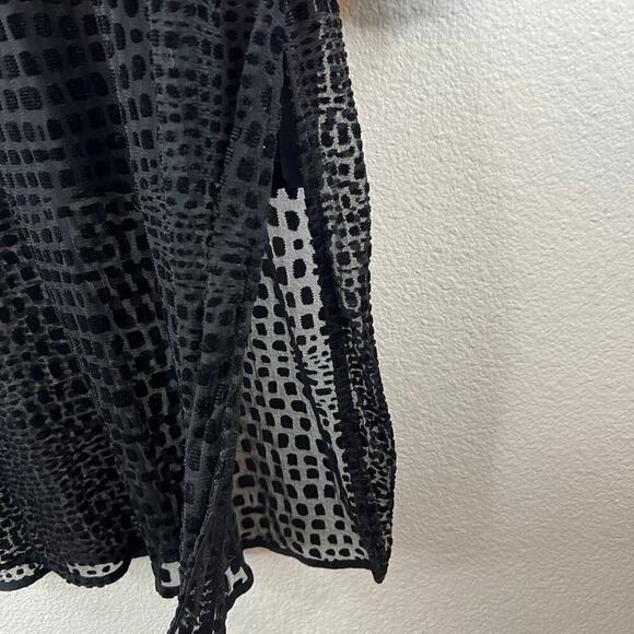 Alfani Geometric Black Tunic Top Semi Sheer Sleeve & Hem Size M - Picture 7 of 10